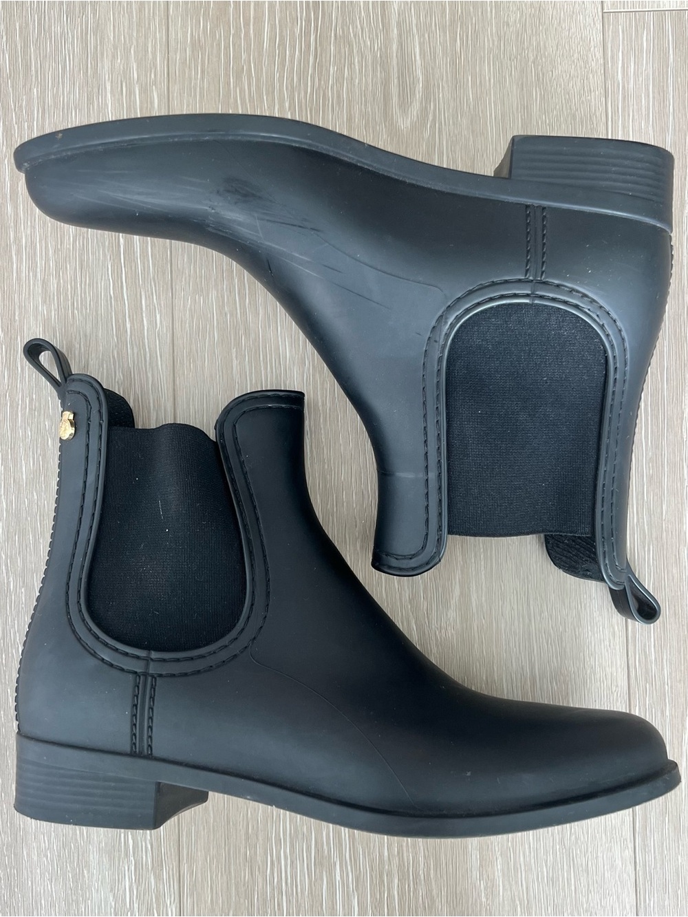 Lemon Jelly Splash Women’s Black Chelsea Rain Boots Size 7